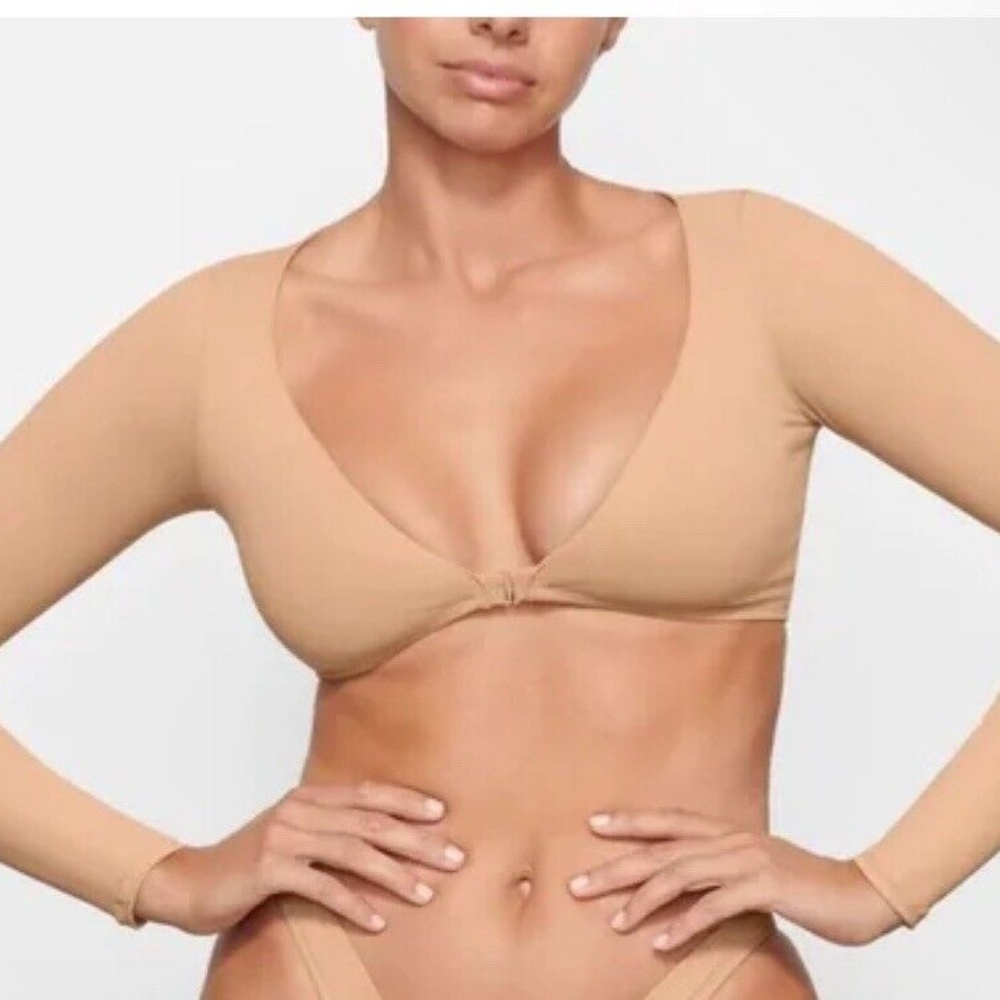 SKIMS Swim Dance Long Sleeve Shrug in Ochre 3X Swimsuit Plus